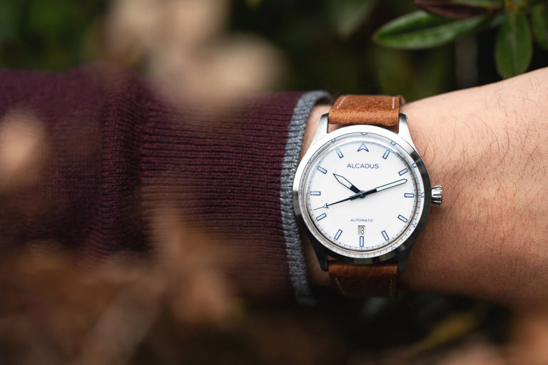 OPUS Argent White with Light Brown Textured Strap